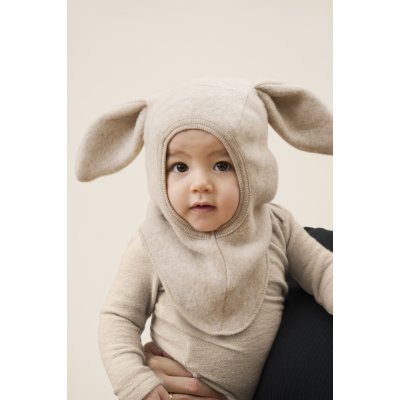 HutteliHut Vlněná/Fleecová kukla s oušky - Camel Melange, vel. 50 - obrázek