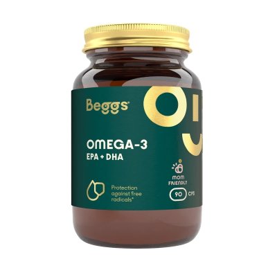 Beggs Doplněk stravy pro zdraví srdce, mozku a zraku - Omega-3, EPA + DHA,  90 ks - obrázek