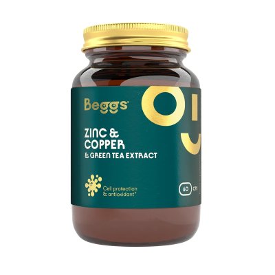 Beggs Doplněk stravy pro podporu zdraví a vitality - Zinc + Copper & Green Tea Extract, 60 ks - obrázek