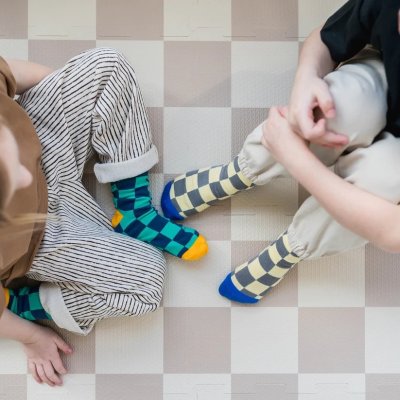 3 Sprouts Pěnová hrací podložka - Checkerboard/Beige