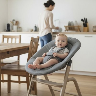 Zopa Inspira Set Dětská židlička, novorozenecký set a houpací základna - Cookie Beige - obrázek