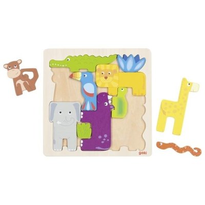 Goki Vkládací dřevěné puzzle - Safari - obrázek