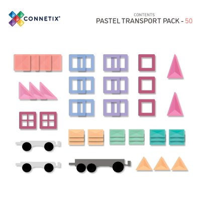 Connetix Magnetická stavebnice - Pastel Transport Pack, 50 ks - obrázek