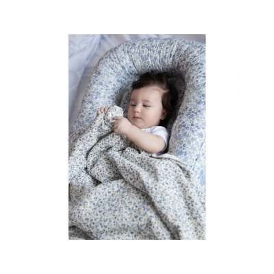 Mimiconcept Oboustranná deka - Blue Flowers - obrázek