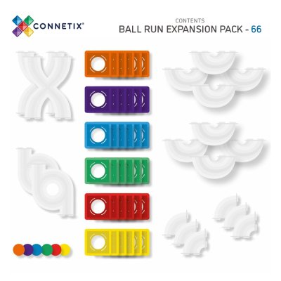 Connetix Magnetická kuličková dráha - Rainbow Ball Run Expansion Pack, 66 ks - obrázek