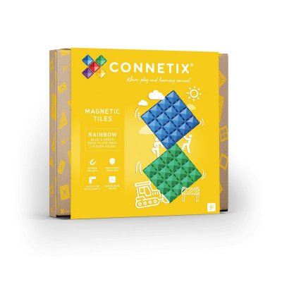 Connetix Magnetická stavebnice - Základna Rainbow Blue & Green Base, 2 ks