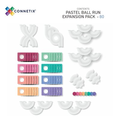 Connetix Magnetická kuličková dráha - Pastel Ball Run Expansion Pack, 80 ks - obrázek
