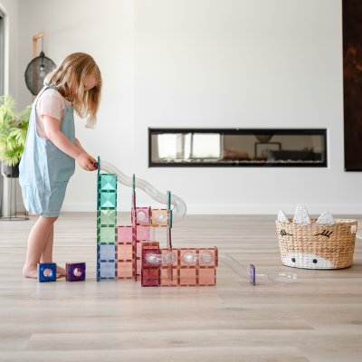 Connetix Magnetická kuličková dráha - Pastel Ball Run Expansion Pack, 80 ks - obrázek