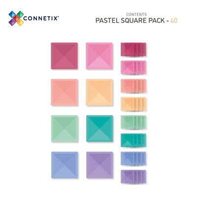 Connetix Magnetická stavebnice - Pastel Square Pack, 40 ks - obrázek