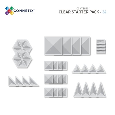Connetix Magnetická stavebnice - Clear Starter Pack, 34 ks - obrázek