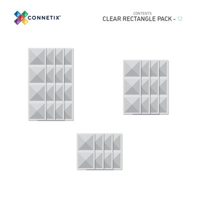 Connetix Magnetická stavebnice - Clear Rectangle Pack, 12 ks - obrázek