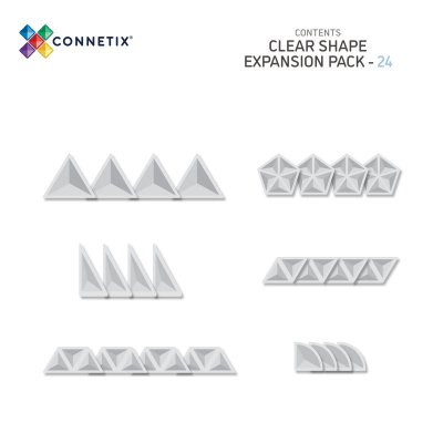 Connetix Magnetická stavebnice - Clear Shape Expansion Pack, 24 ks - obrázek