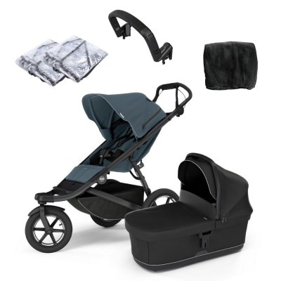 Thule Urban Glide 3 Kompletní kočárek + Madlo na kočárek + Uni příslušenství - Dark Slate/Black