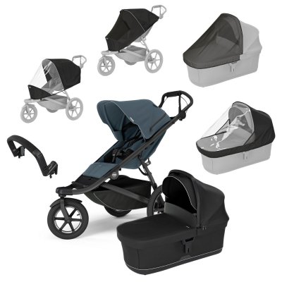 Thule Výhodný set Urban Glide 3 Kompletní kočárek + Pláštěnka + Moskytiéra + Madlo - Slate/Black