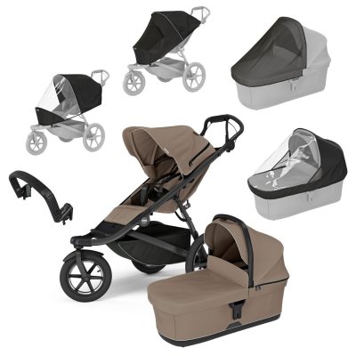 Thule Výhodný set Urban Glide 3 Kompletní kočárek + Pláštěnka + Moskytiéra + Madlo - Tinted Taupe