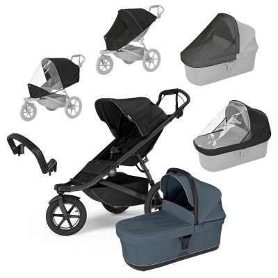 Thule Výhodný set Urban Glide 3 Kompletní kočárek + Pláštěnka + Moskytiéra + Madlo - Black/Slate