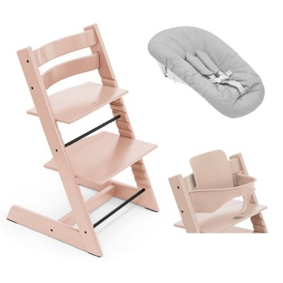 Stokke Tripp Trapp Set Židlička + Baby set + Newborn set - Serene Pink/Grey