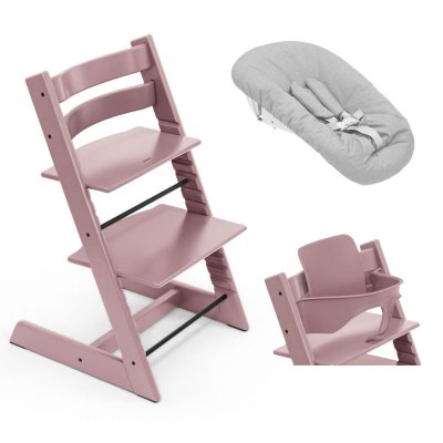 Stokke Tripp Trapp Set Židlička + Baby set + Newborn set - Heather Mauve/Grey