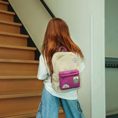 Studio Noos Dětský batoh Midi Teddy - Ecru/Purple