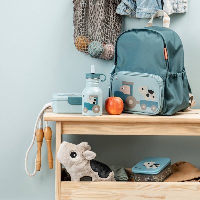 Done by Deer Dětská nerezová láhev Tiny Farm, 350 ml - Modrá - obrázek