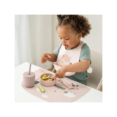 Done by Deer Silikonové prostírání Tiny Farm - Růžové - obrázek