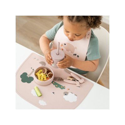 Done by Deer Silikonové prostírání Tiny Farm - Růžové - obrázek