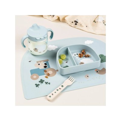 Done by Deer Silikonové prostírání Tiny Farm - Modré - obrázek