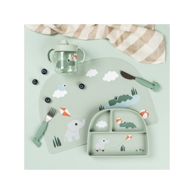 Done by Deer Silikonové prostírání Playground - Zelené - obrázek