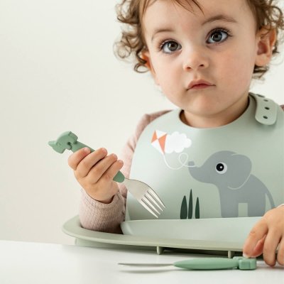 Done by Deer Silikonový bryndáček Playground - Zelený - obrázek