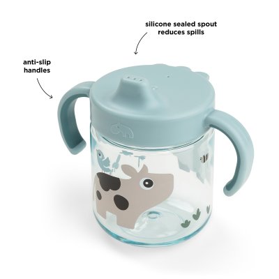 Done by Deer Dětský hrneček s pítkem Tiny Farm - Modrý - obrázek