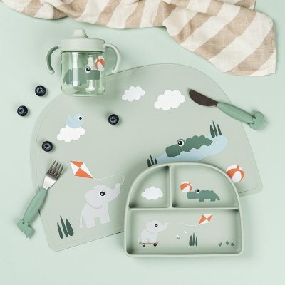 Done by Deer Dětský hrneček s pítkem Playground - Zelený - obrázek