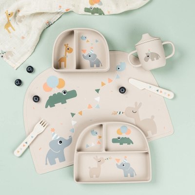 Done by Deer Silikonový hrneček s pítkem Celebration - Pískový - obrázek