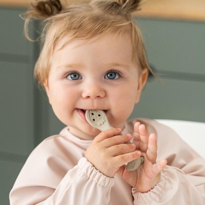 Done by Deer Stick & Stay Silikonová miska a lžička Sheepy - Růžová - obrázek