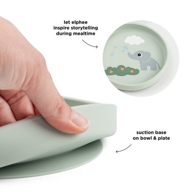 Done by Deer Stick & Stay Silikonový jídelní set Elphee - Zelený - obrázek