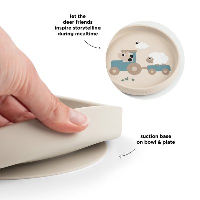 Done by Deer Stick & Stay Silikonový jídelní set Tiny Farm - Pískový - obrázek