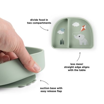 Done by Deer Stick & Stay Silikonová miska Playground - Zelená - obrázek