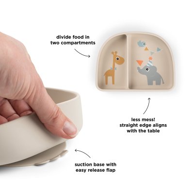 Done by Deer Stick & Stay Silikonová miska Celebration - Písková - obrázek