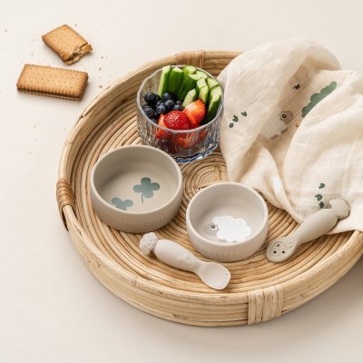 Done by Deer Set silikonových misek Sheepy, 2 ks - Pískové