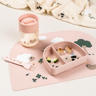 Done by Deer Netekoucí učící hrneček 360° Tiny Farm - Růžový - obrázek