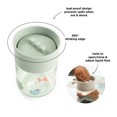 Done by Deer Netekoucí učící hrneček 360° Playground - Zelený - obrázek