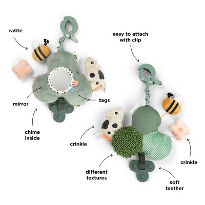 Done by Deer Hračka na kočárek Tiny Farm - Zelená - obrázek