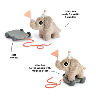 Done by Deer Tahací hračka na kolečkách Elphee - Písková - obrázek