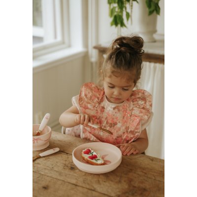 Elodie Details Silikonová miska s ocelovou lžičkou - Rosy Bow - obrázek