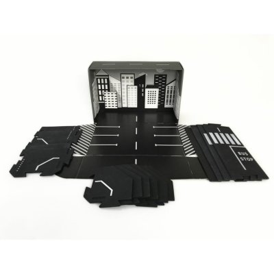 ToddleRoad Silikonové puzzle flexibilní silnice - Město, 14 ks - obrázek