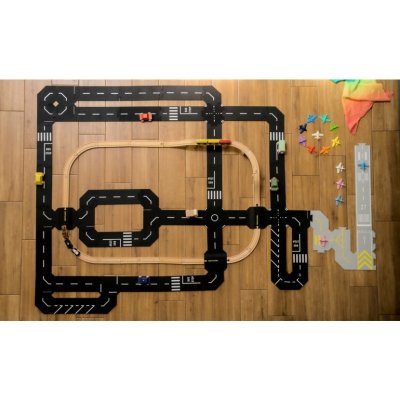 ToddleRoad Silikonové puzzle flexibilní silnice - Železniční přejezd, 8 ks - obrázek