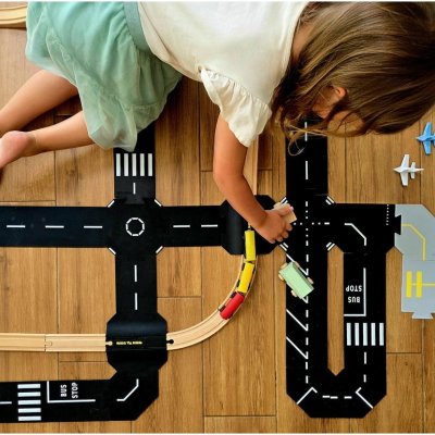 ToddleRoad Silikonové puzzle flexibilní silnice - Železniční přejezd, 8 ks - obrázek