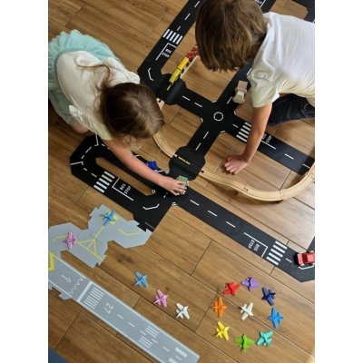 ToddleRoad Silikonové puzzle flexibilní silnice - Železniční přejezd se silnicí, 2 ks - obrázek