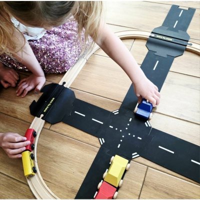 ToddleRoad Silikonové puzzle flexibilní silnice - Kruhový objezd a křižovatka, 2 ks - obrázek