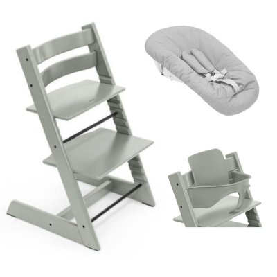 Stokke Tripp Trapp Bundle Set Židlička + Baby set + Newborn set - Glacier Green/Grey