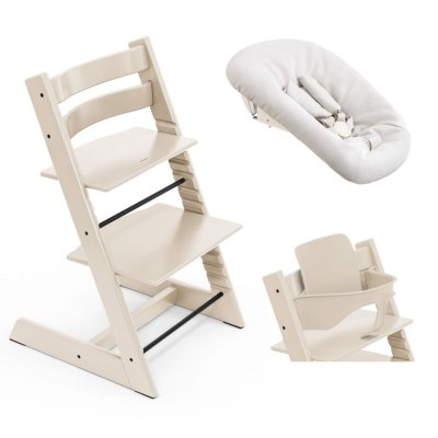 Stokke Tripp Trapp Bundle Set Židlička + Baby set + Newborn set - Vanilla White/Grey